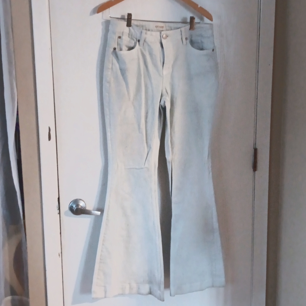 White flare leg jeans